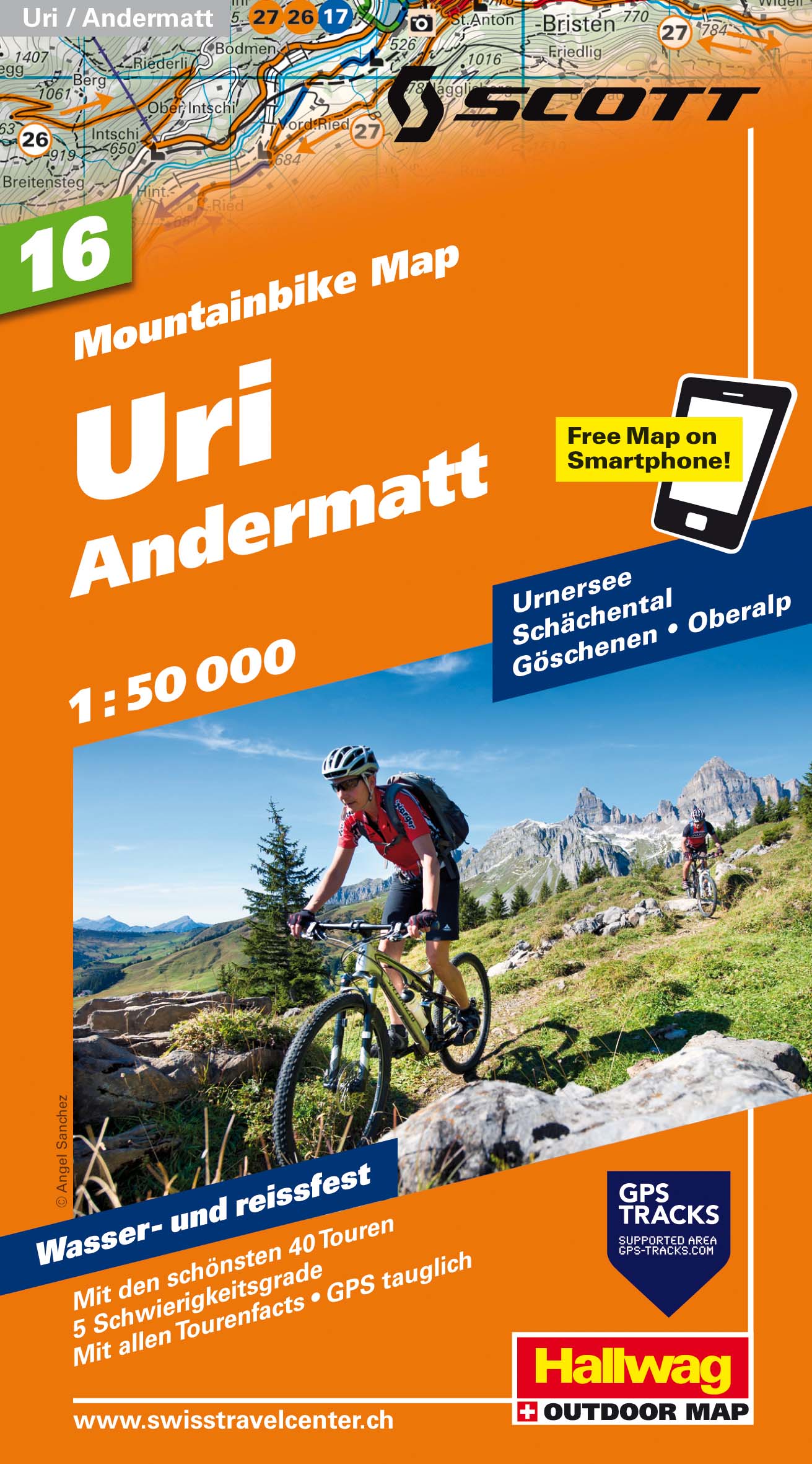 Online bestellen: Mountainbikekaart 16 Uri / Andermatt MTB kaart | Hallwag