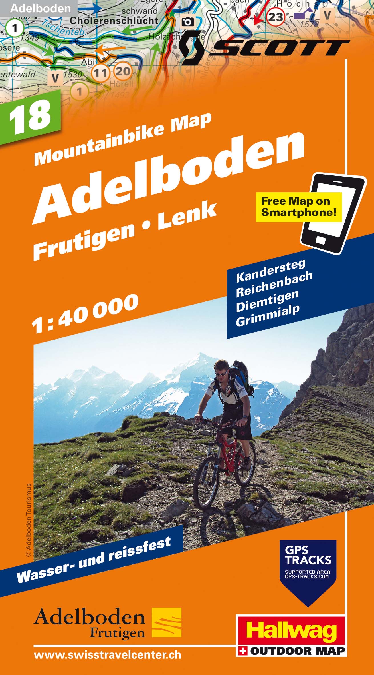 Online bestellen: Mountainbikekaart 18 Adelboden MTB kaart | Hallwag