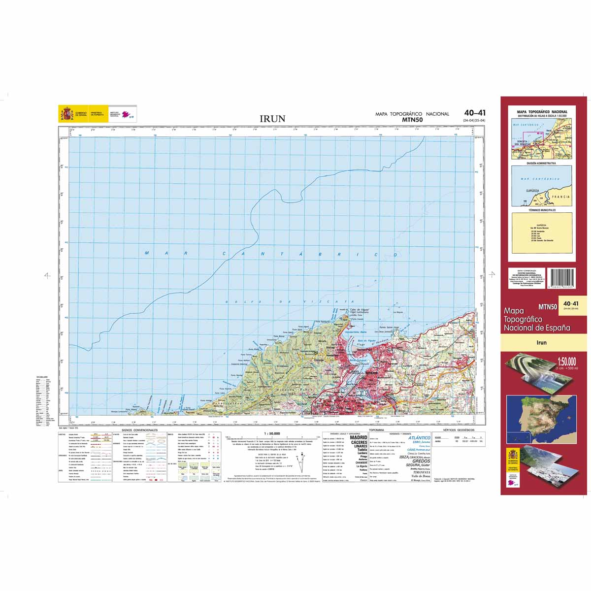 Online bestellen: Topografische kaart 40/41 MT50 Irun | CNIG - Instituto Geográfico Nacional1