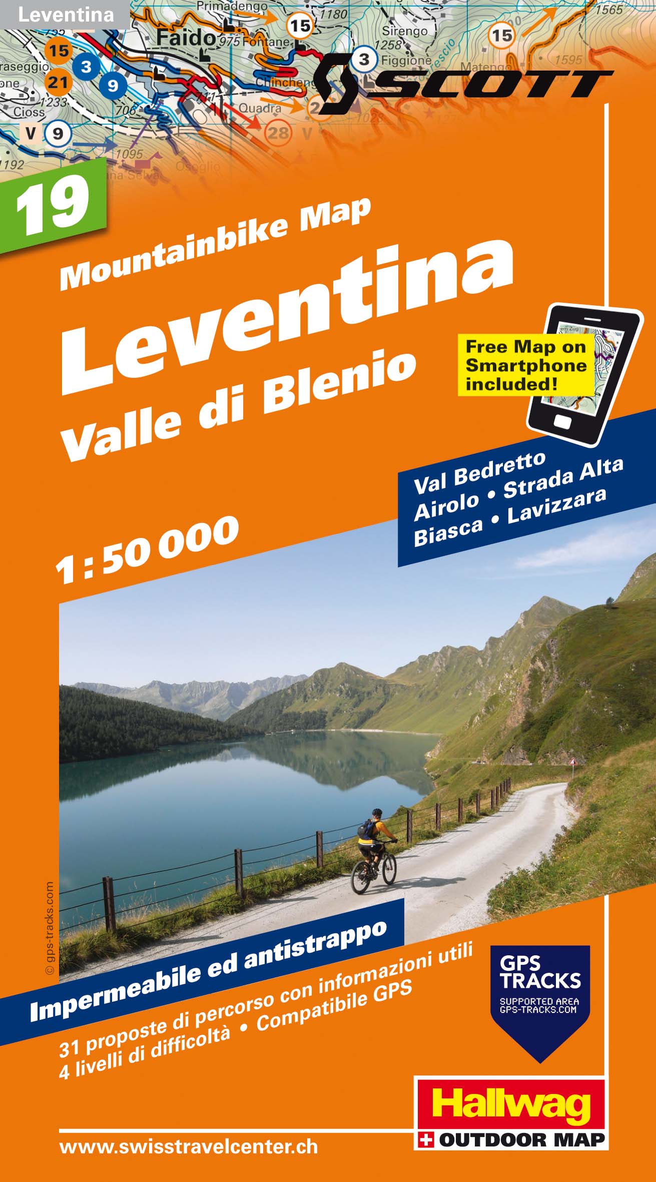 Online bestellen: Mountainbikekaart 19 Leventina / Valle die Blenio MTB kaart | Hallwag