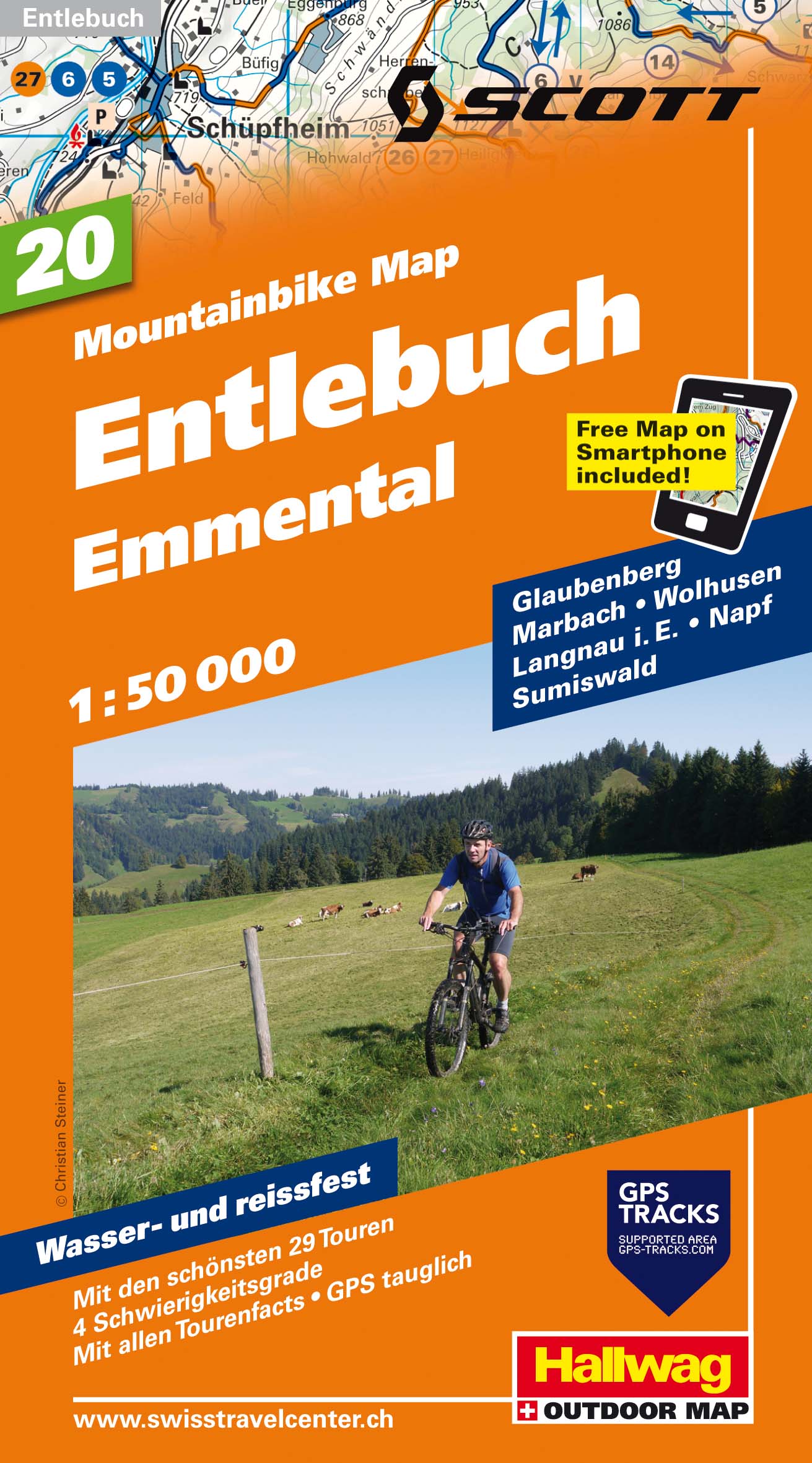 Online bestellen: Mountainbikekaart 20 Entlebuch / Emmental MTB kaart | Hallwag