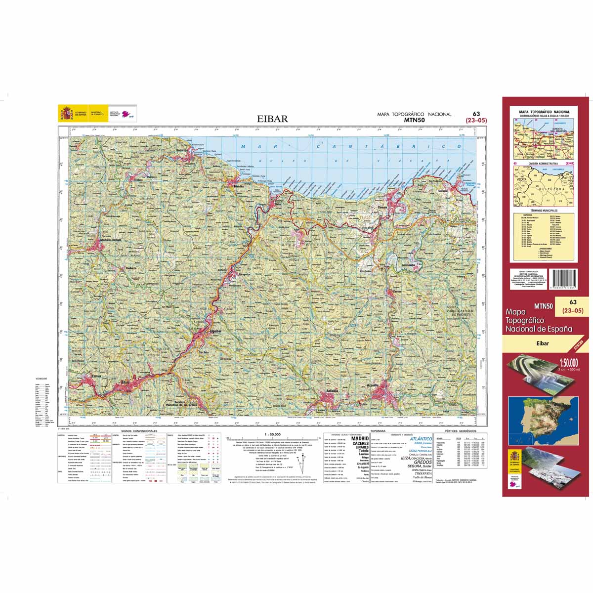 Online bestellen: Topografische kaart 63 MT50 Eibar | CNIG - Instituto Geográfico Nacional1