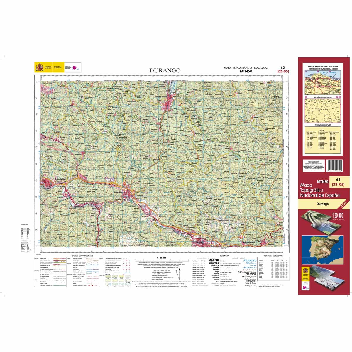 Online bestellen: Topografische kaart 62 MT50 Durango | CNIG - Instituto Geográfico Nacional1