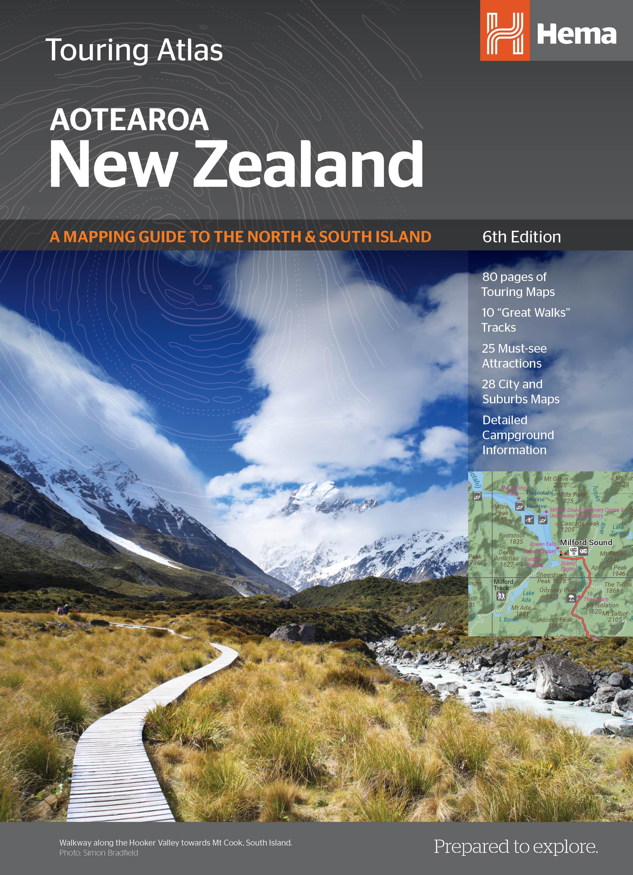 Online bestellen: Wegenatlas Touring Atlas New Zealand - roadatlas - Nieuw Zeeland | A4 Ringband | Hema Maps