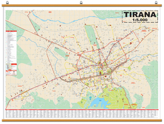 Online bestellen: Stadskaart 703 Tirana | 120 x 160 cm | Vektor