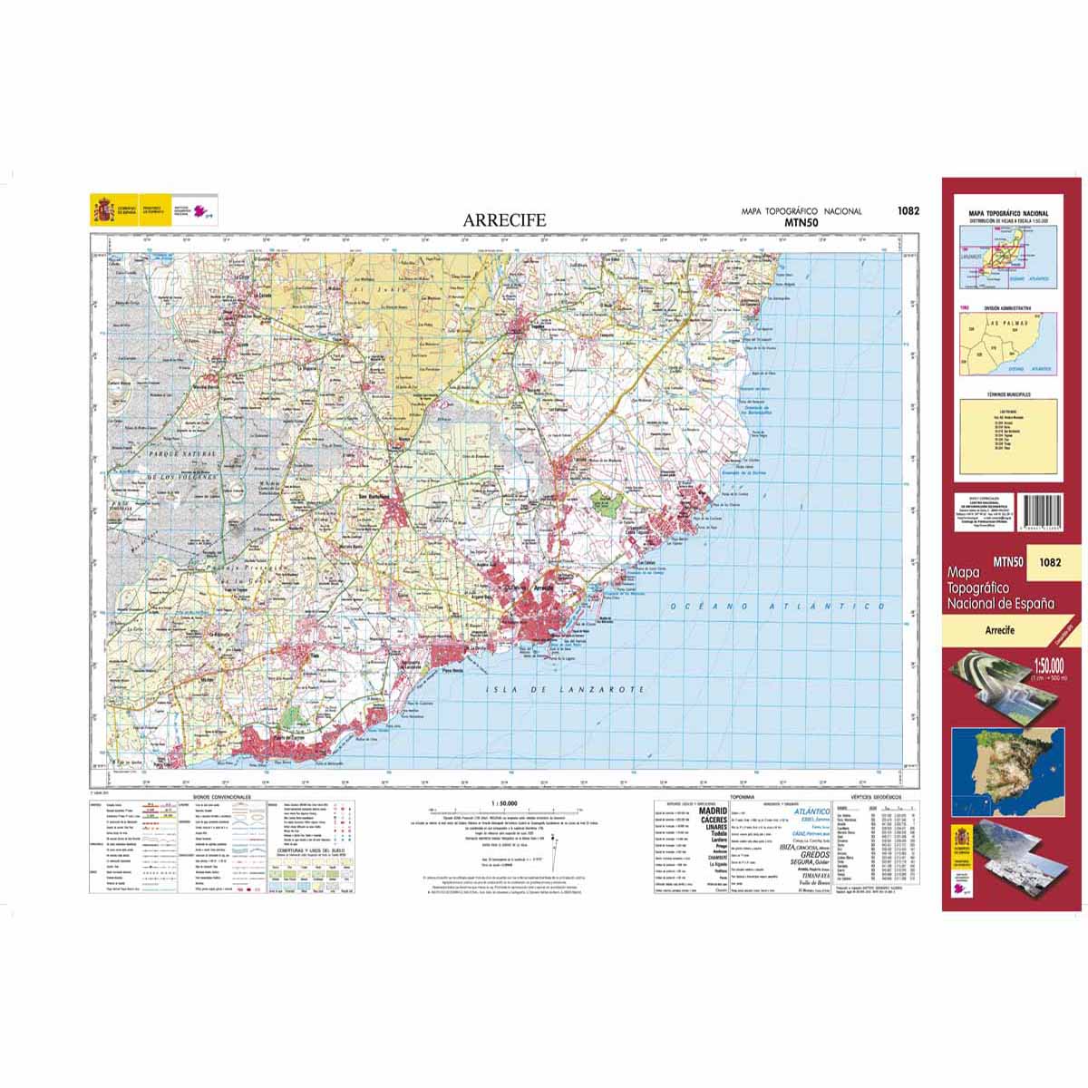 Online bestellen: Topografische kaart 1082 MT50 Arrecife (Lanzarote) | CNIG - Instituto Geográfico Nacional1