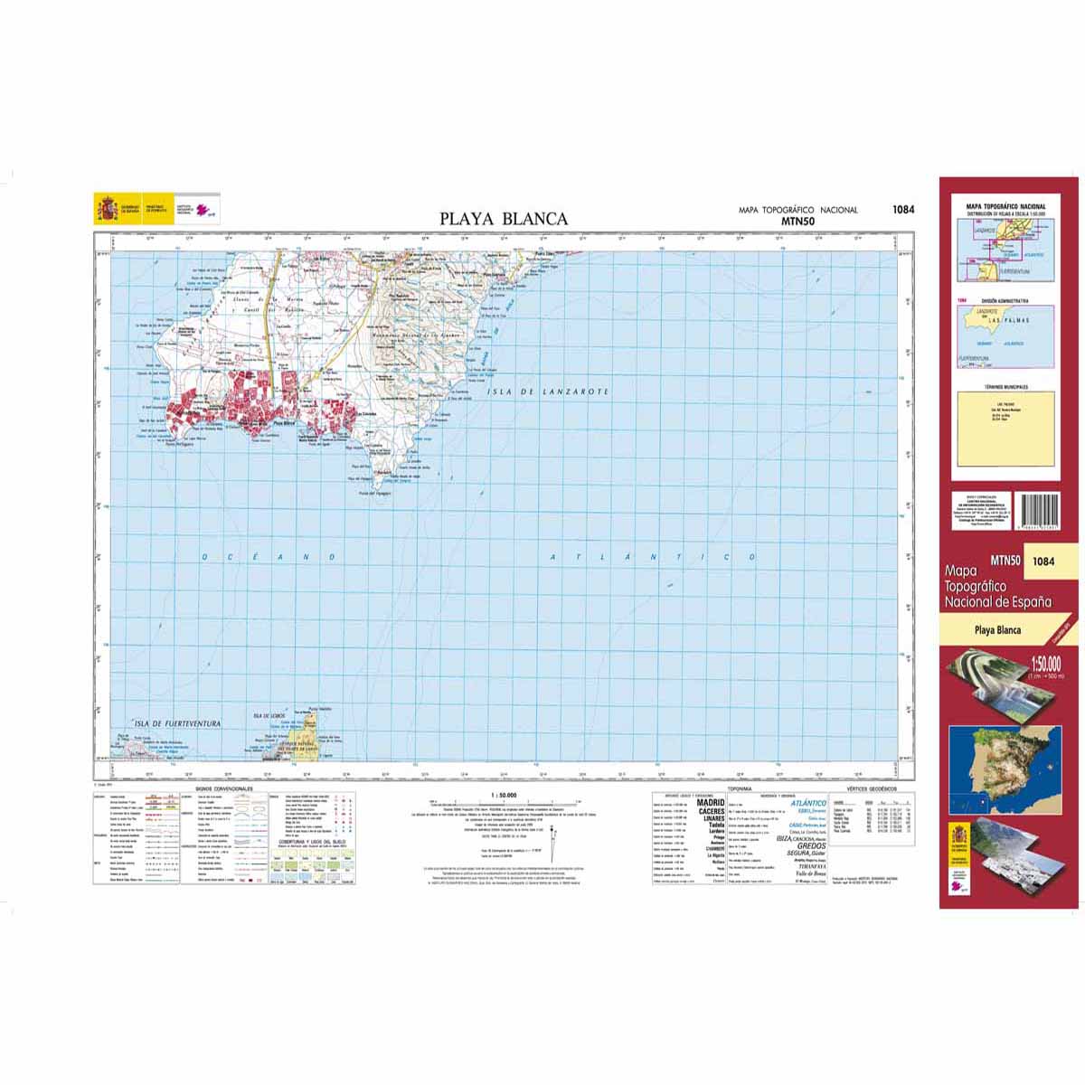 Online bestellen: Topografische kaart 1084 MT50 Playa Blanca (Lanzarote) | CNIG - Instituto Geográfico Nacional1