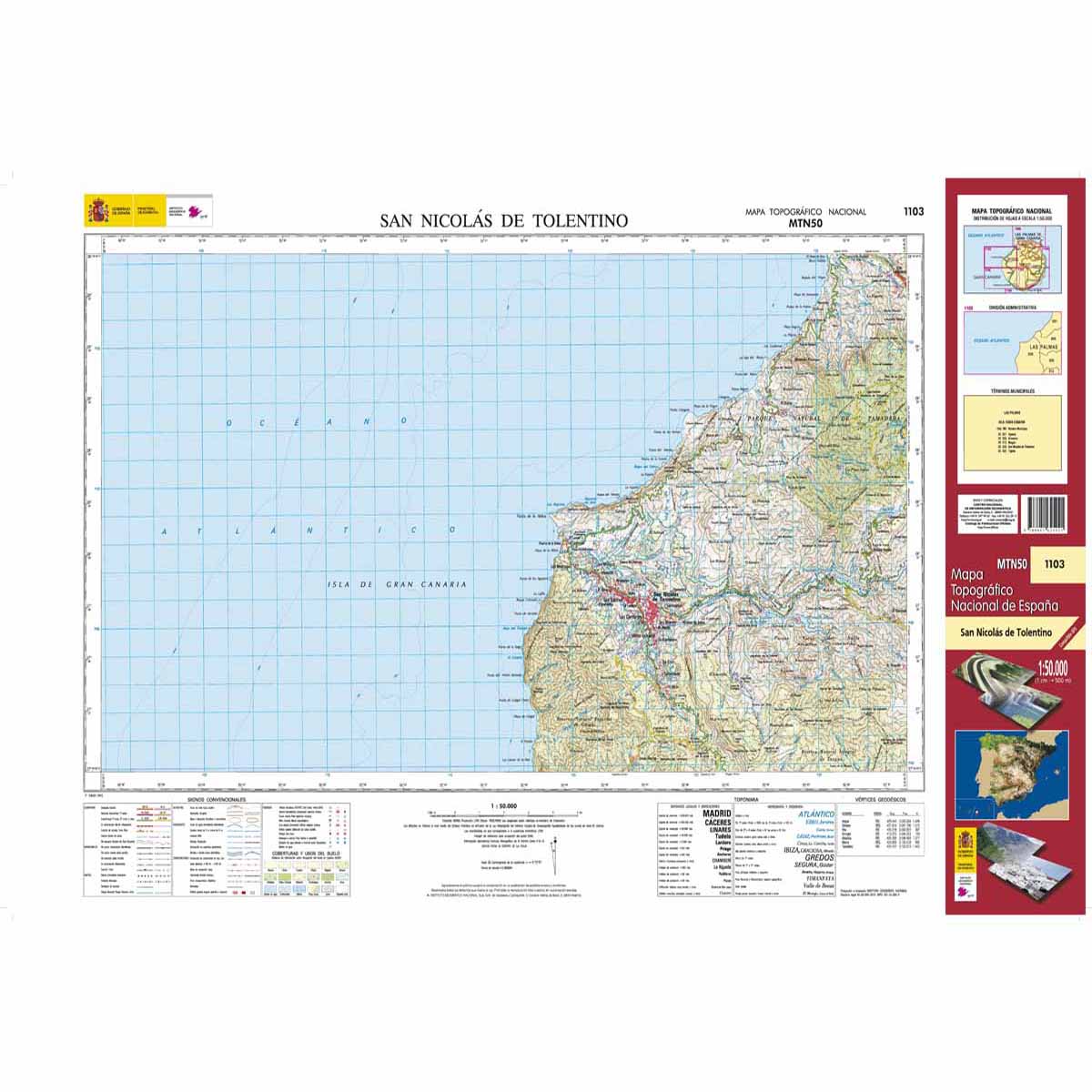 Online bestellen: Topografische kaart 1103 MT50 San Nicolás de Tolentino (Gran Canaria) | CNIG - Instituto Geográfico Nacional1