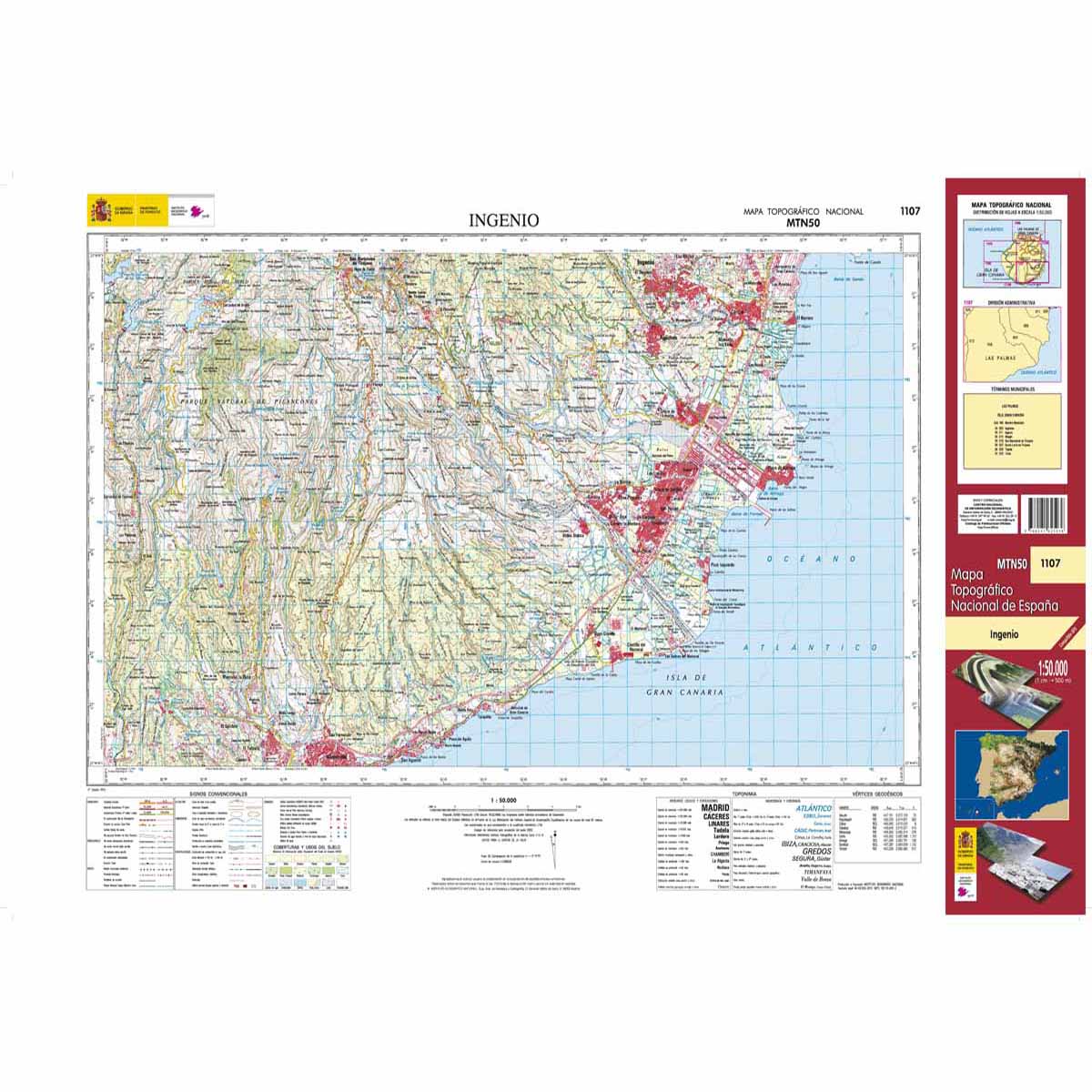 Online bestellen: Topografische kaart 1107 MT50 Ingenio (Gran Canaria) | CNIG - Instituto Geográfico Nacional1