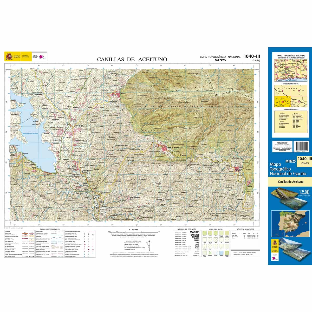 Online bestellen: Topografische kaart 1040-III Canillas de Aceituno | CNIG - Instituto Geográfico Nacional1