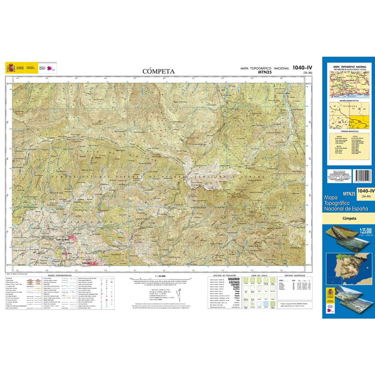 Online bestellen: Topografische kaart 1040-IV Cómpeta | CNIG - Instituto Geográfico Nacional1