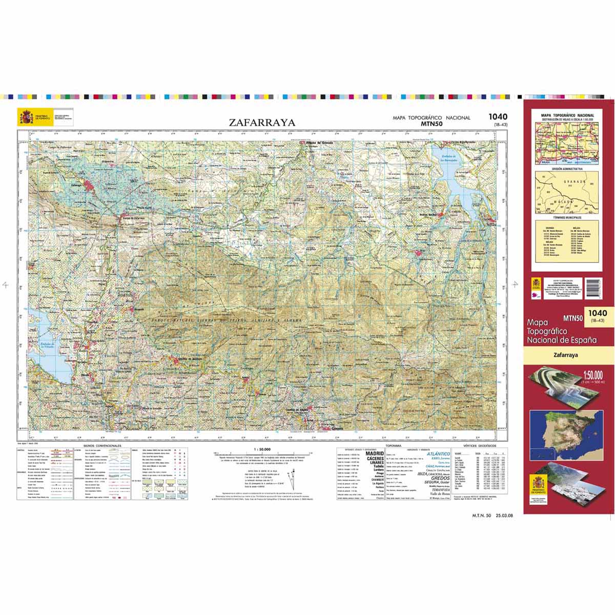 Online bestellen: Topografische kaart 1040 MT50 Zafarraya | CNIG - Instituto Geográfico Nacional1