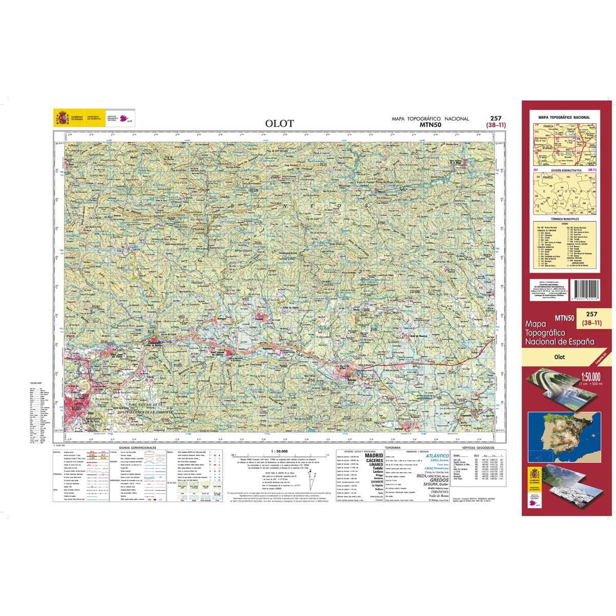 Online bestellen: Topografische kaart 257 MT50 Olot | CNIG - Instituto Geográfico Nacional1