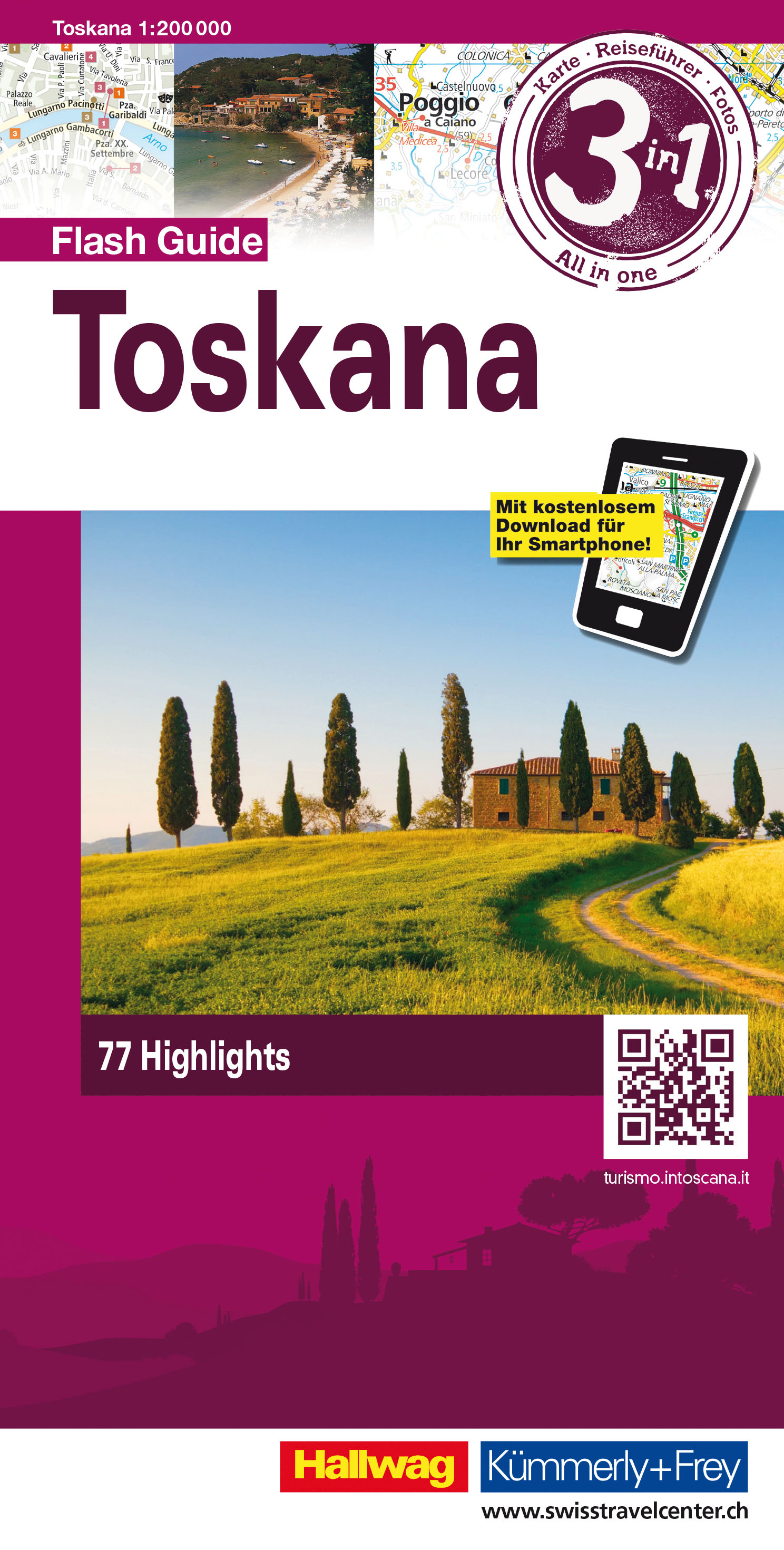 Online bestellen: Wegenkaart - landkaart Flash Guide Toskana - Toscane | Hallwag