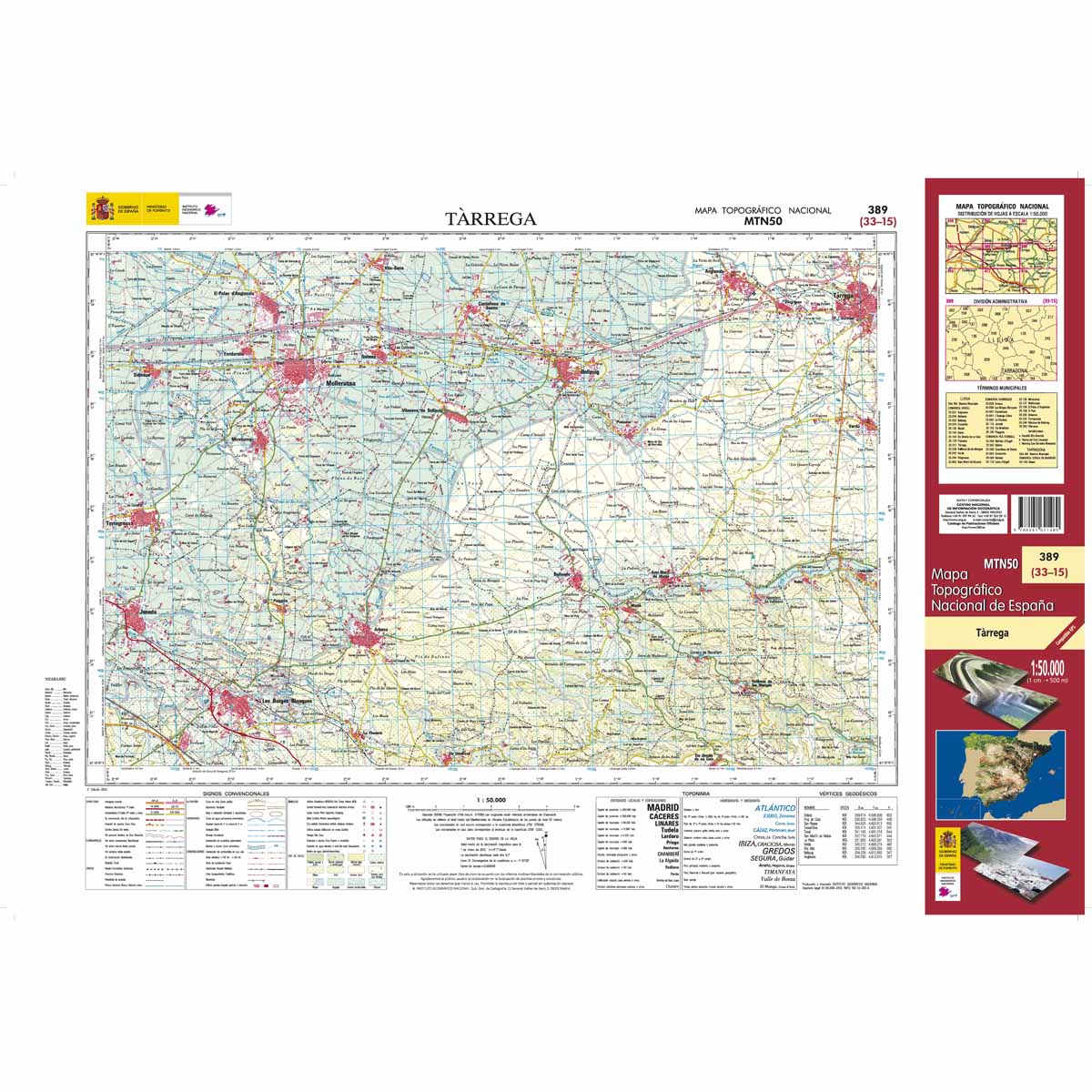 Online bestellen: Topografische kaart 389 MT50 Tárrega | CNIG - Instituto Geográfico Nacional1