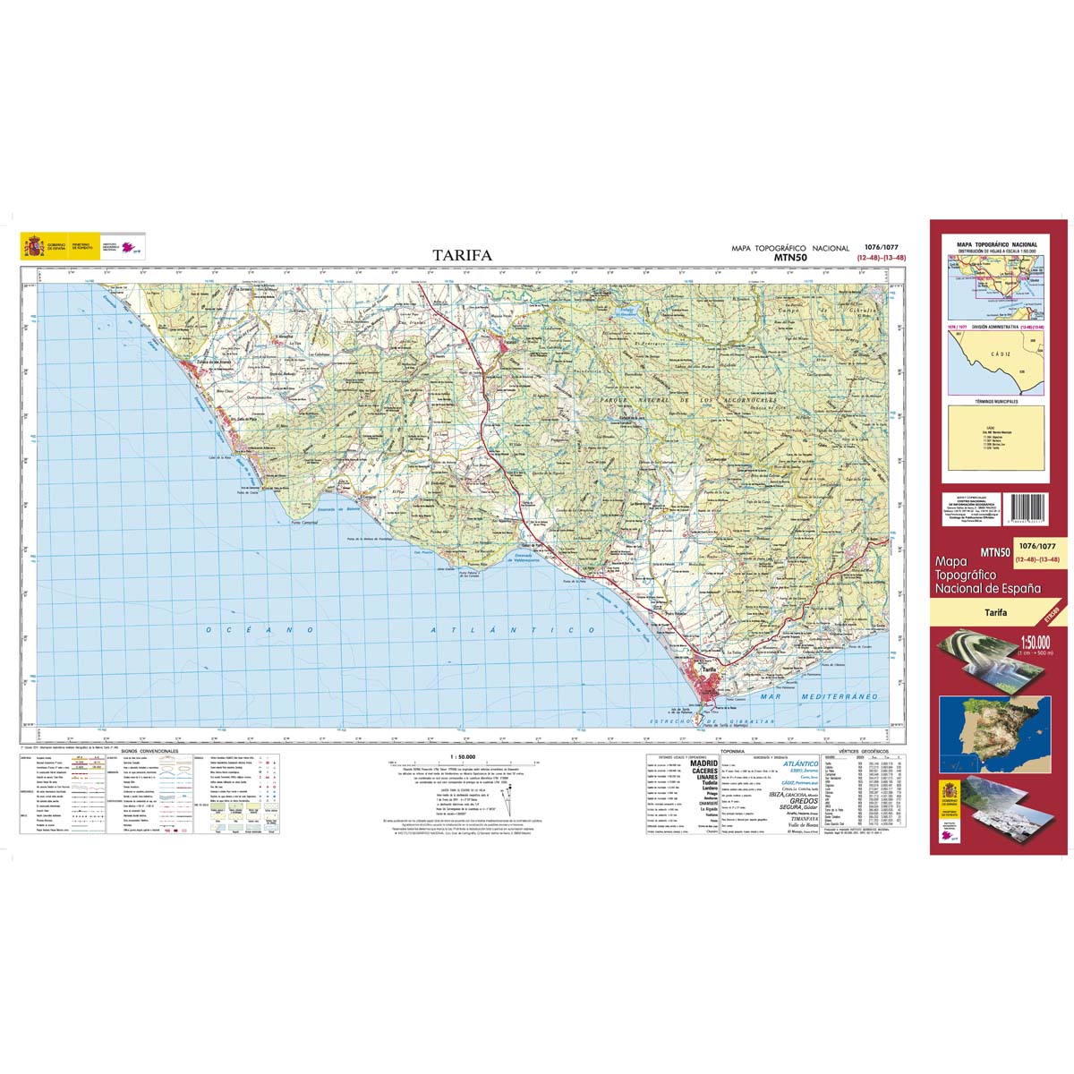 Online bestellen: Topografische kaart 1076/1077 MT50 Tarifa | CNIG - Instituto Geográfico Nacional1