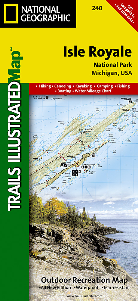 Online bestellen: Wandelkaart 240 Topographic Map Guide Isle Royale NP /MI | National Geographic