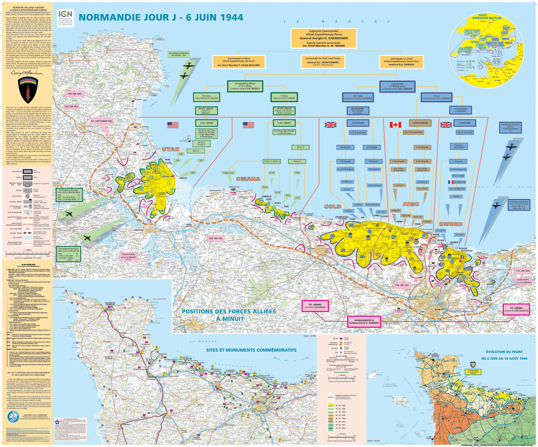 Online bestellen: Wandkaart 70044 Normandie Jour J | D-Day | 132 x 100 cm | IGN - Institut Géographique National