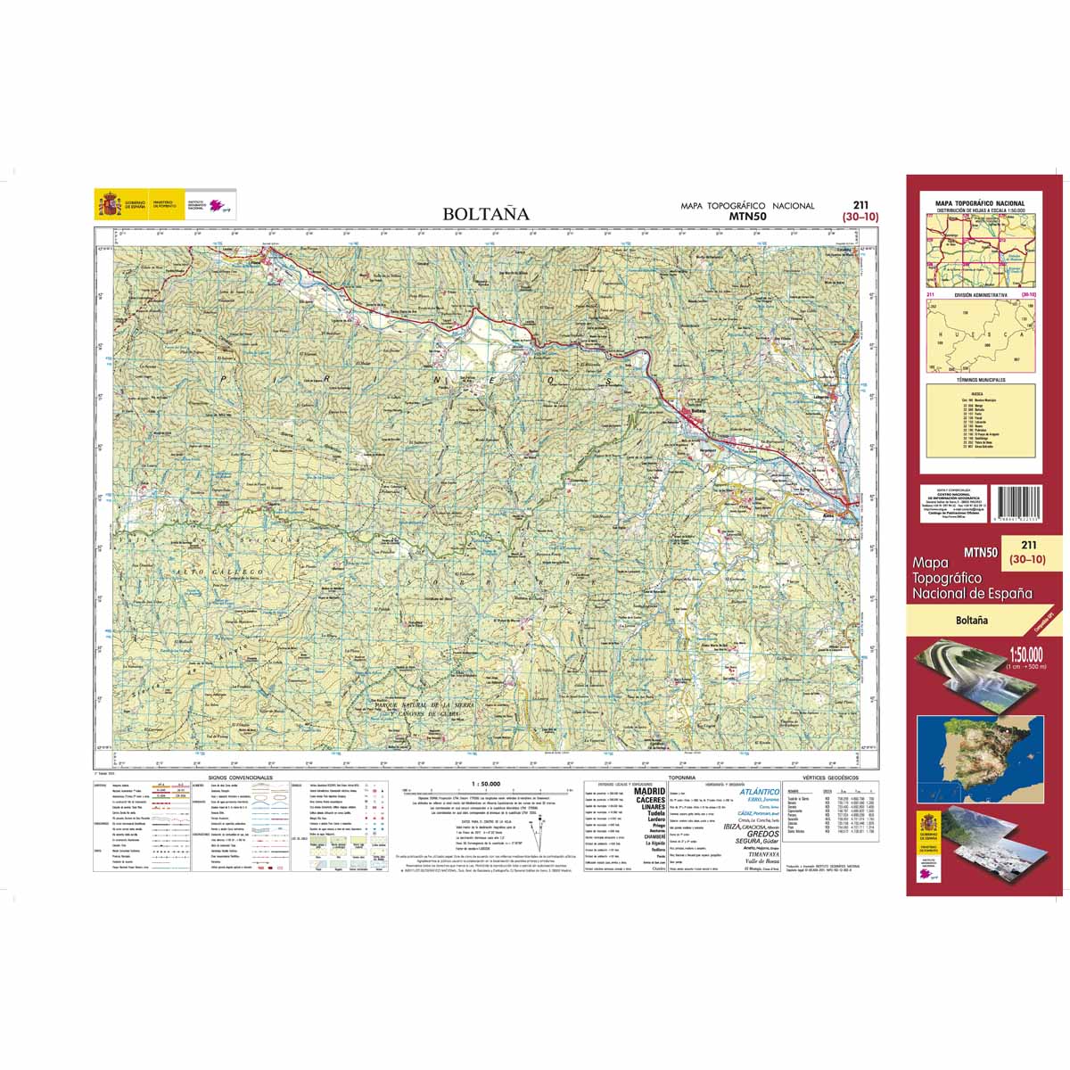 Online bestellen: Topografische kaart 211 MT50 Boltaña | CNIG - Instituto Geográfico Nacional1