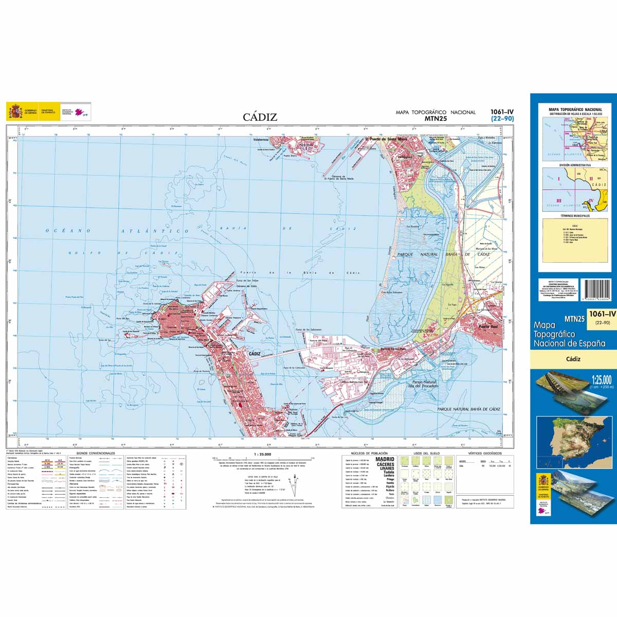 Online bestellen: Topografische kaart 1061-IV Cádiz | CNIG - Instituto Geográfico Nacional1