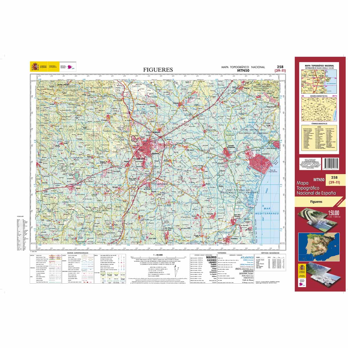 Online bestellen: Topografische kaart 258 MT50 Figueres | CNIG - Instituto Geográfico Nacional1