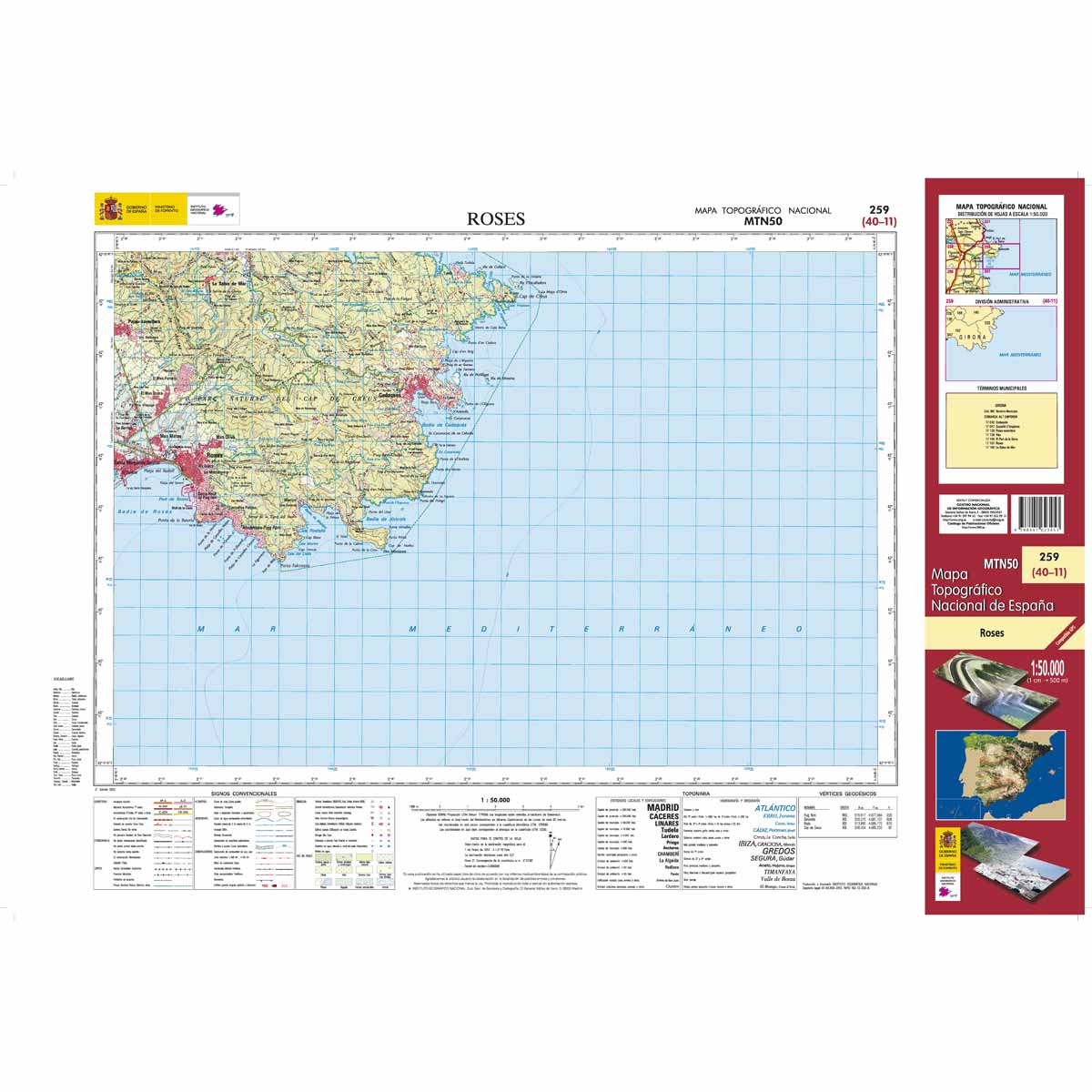 Online bestellen: Topografische kaart 259 MT50 Roses | CNIG - Instituto Geográfico Nacional1