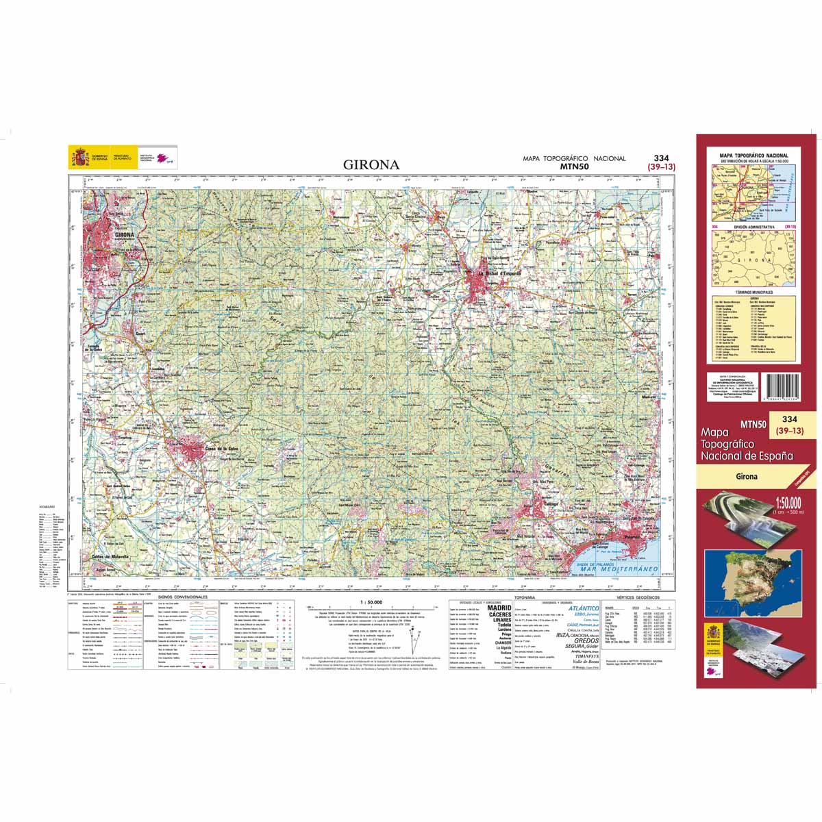 Online bestellen: Topografische kaart 334 MT50 Girona | CNIG - Instituto Geográfico Nacional1