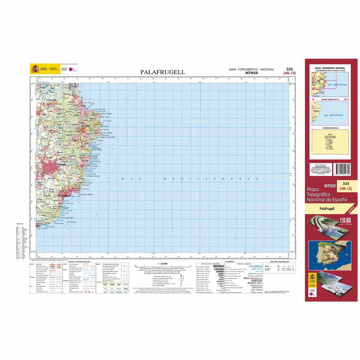 Online bestellen: Topografische kaart 335 MT50 Palafrugell | CNIG - Instituto Geográfico Nacional1