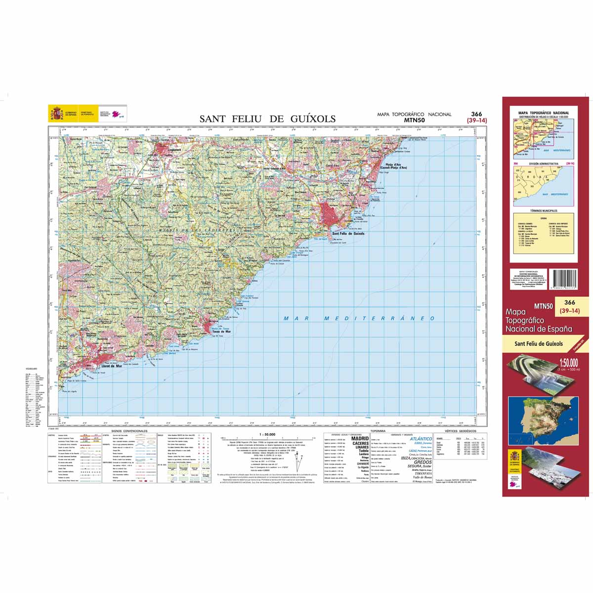 Online bestellen: Topografische kaart 366 MT50 Sant Feliu de Guíxols | CNIG - Instituto Geográfico Nacional1