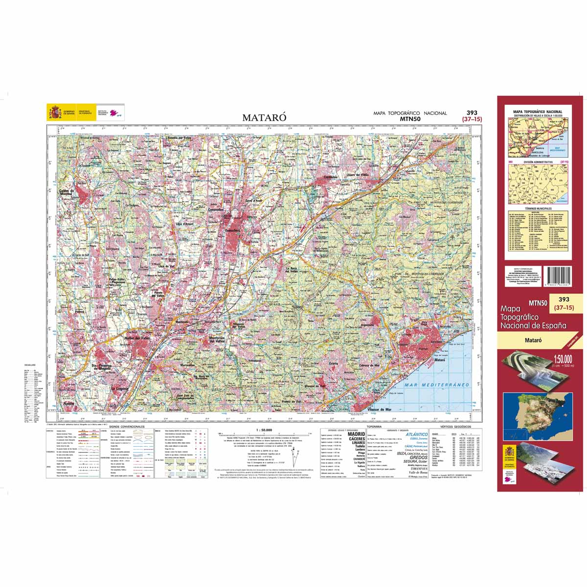 Online bestellen: Topografische kaart 393 MT50 Mataró | CNIG - Instituto Geográfico Nacional1