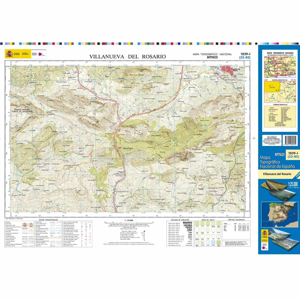 Online bestellen: Topografische kaart 1039-I Villanueva del Rosario | CNIG - Instituto Geográfico Nacional1