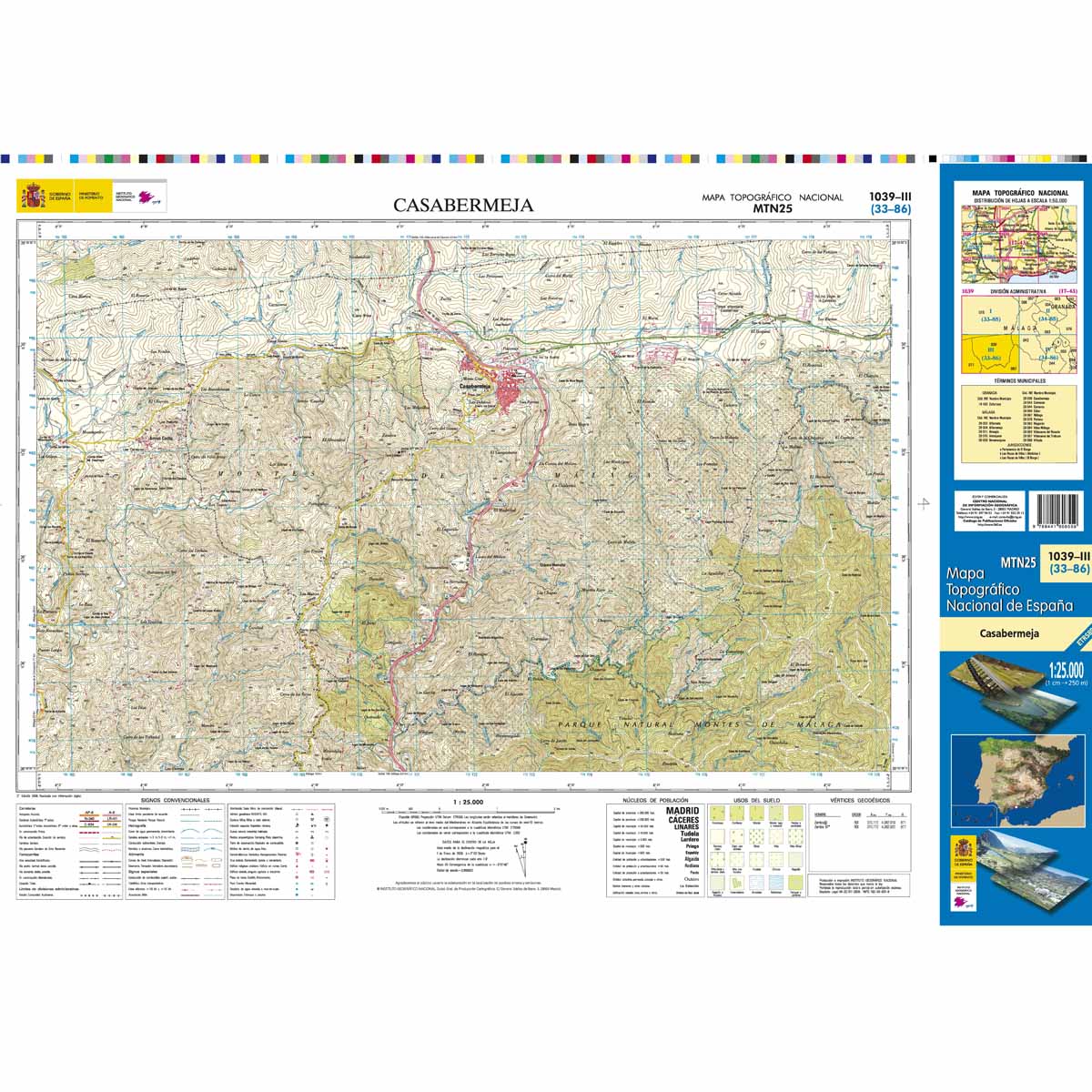 Online bestellen: Topografische kaart 1039-III Casabermeja | CNIG - Instituto Geográfico Nacional1