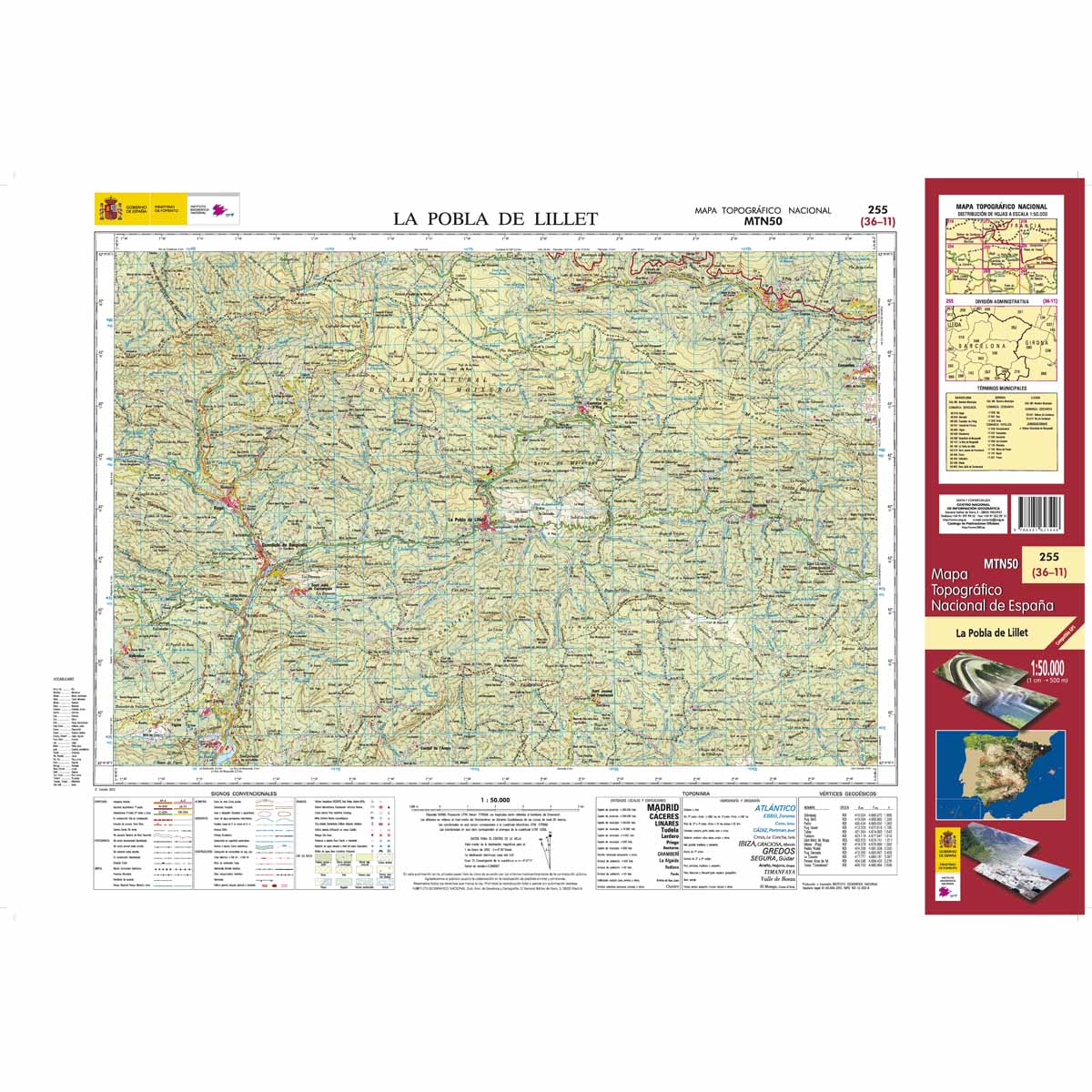 Online bestellen: Topografische kaart 255 MT50 La Pobla de Lillet | CNIG - Instituto Geográfico Nacional1