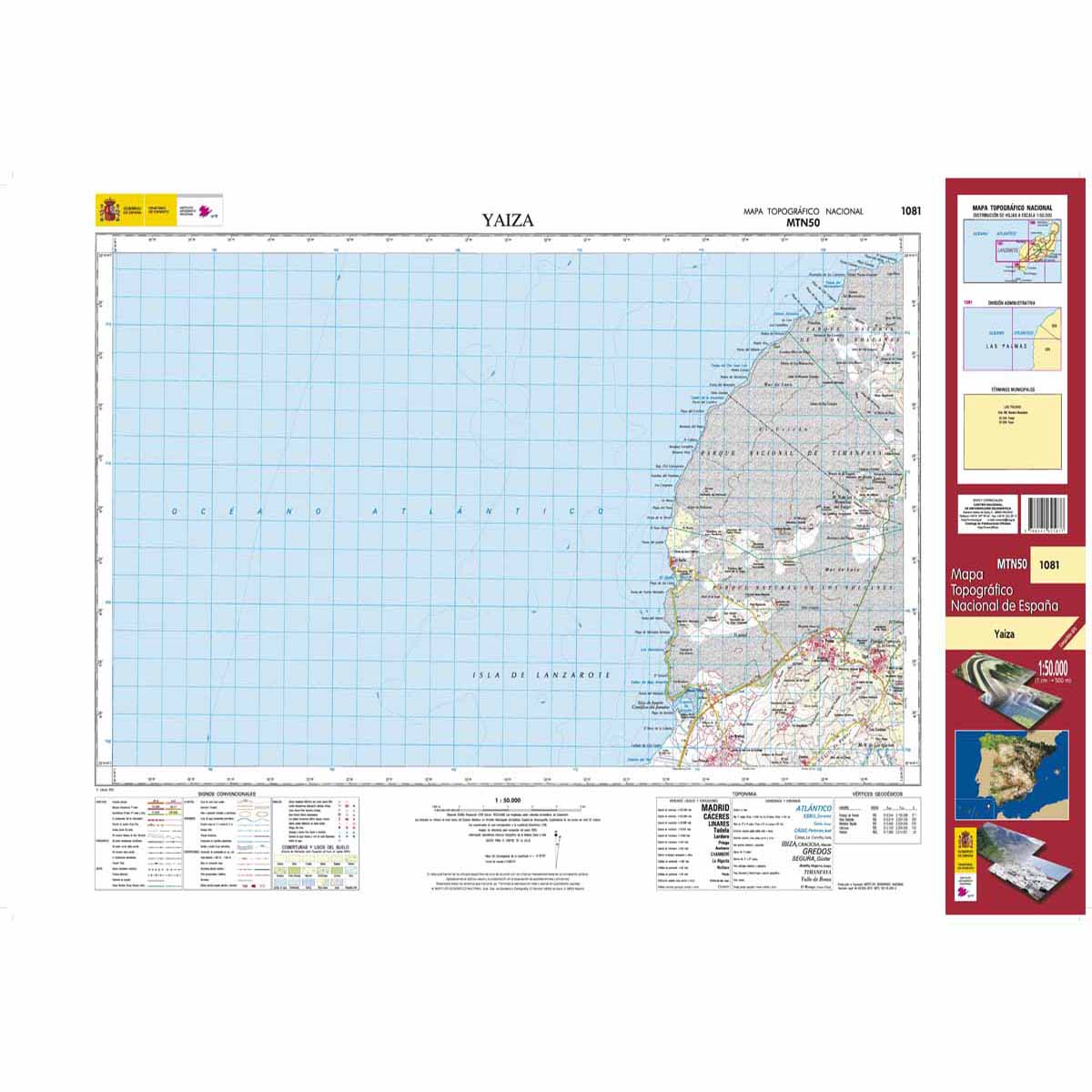 Online bestellen: Topografische kaart 1081 MT50 Yaiza (Lanzarote) | CNIG - Instituto Geográfico Nacional1