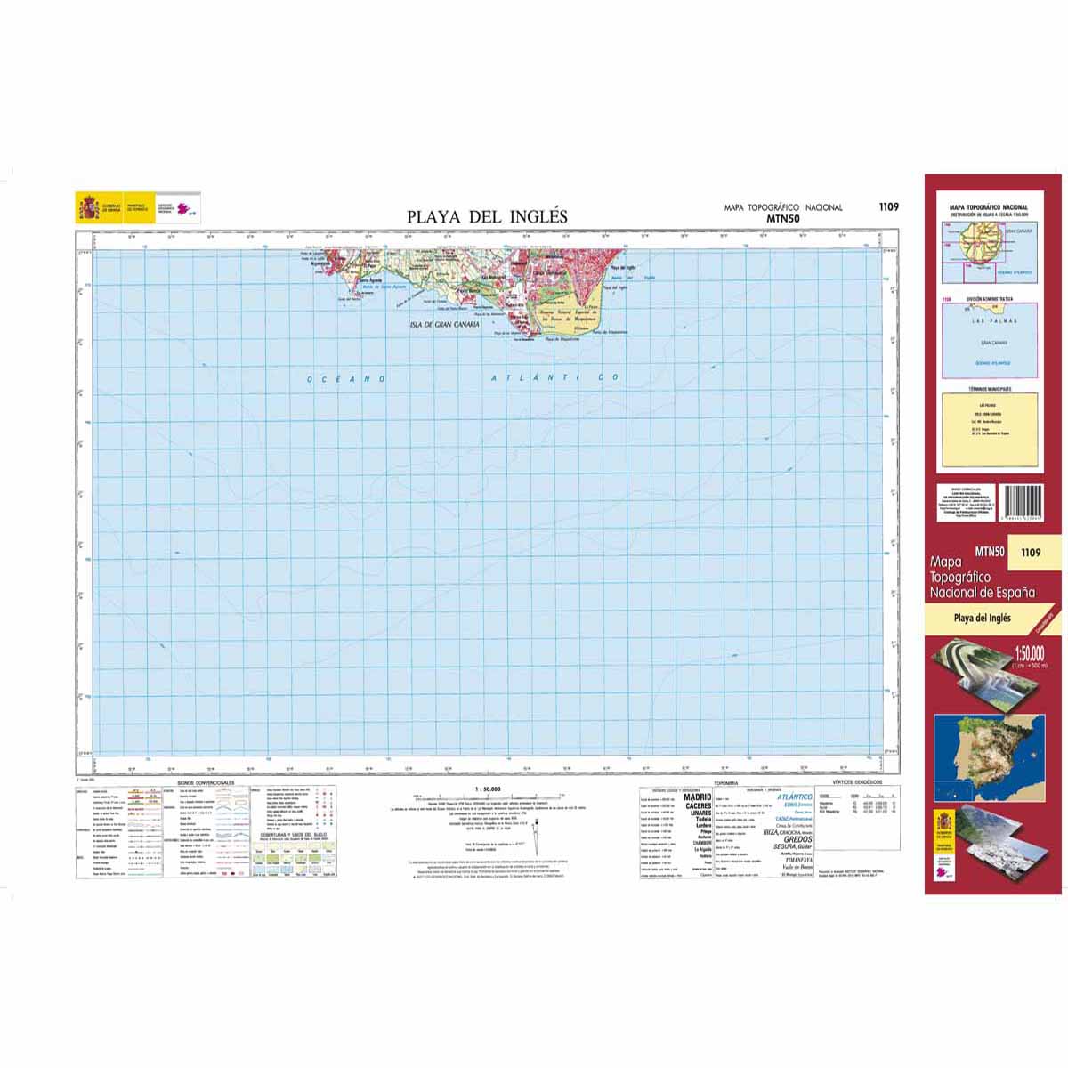 Online bestellen: Topografische kaart 1109 MT50 Playa del Inglés (Gran Canaria) | CNIG - Instituto Geográfico Nacional1