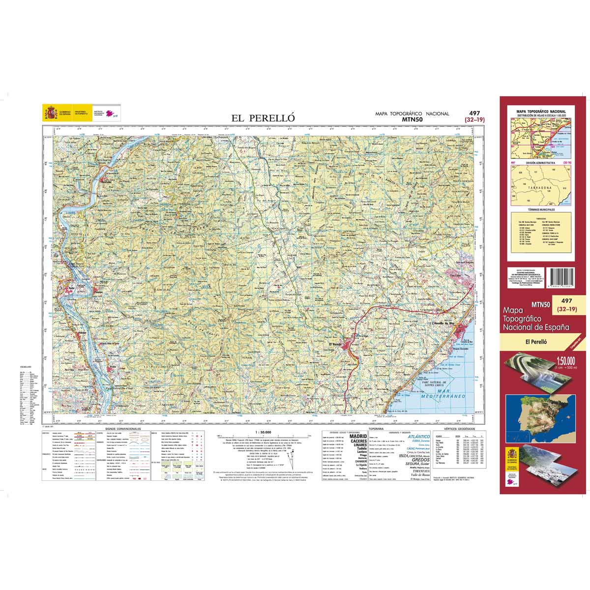 Online bestellen: Topografische kaart 497 MT50 El Perelló | CNIG - Instituto Geográfico Nacional1