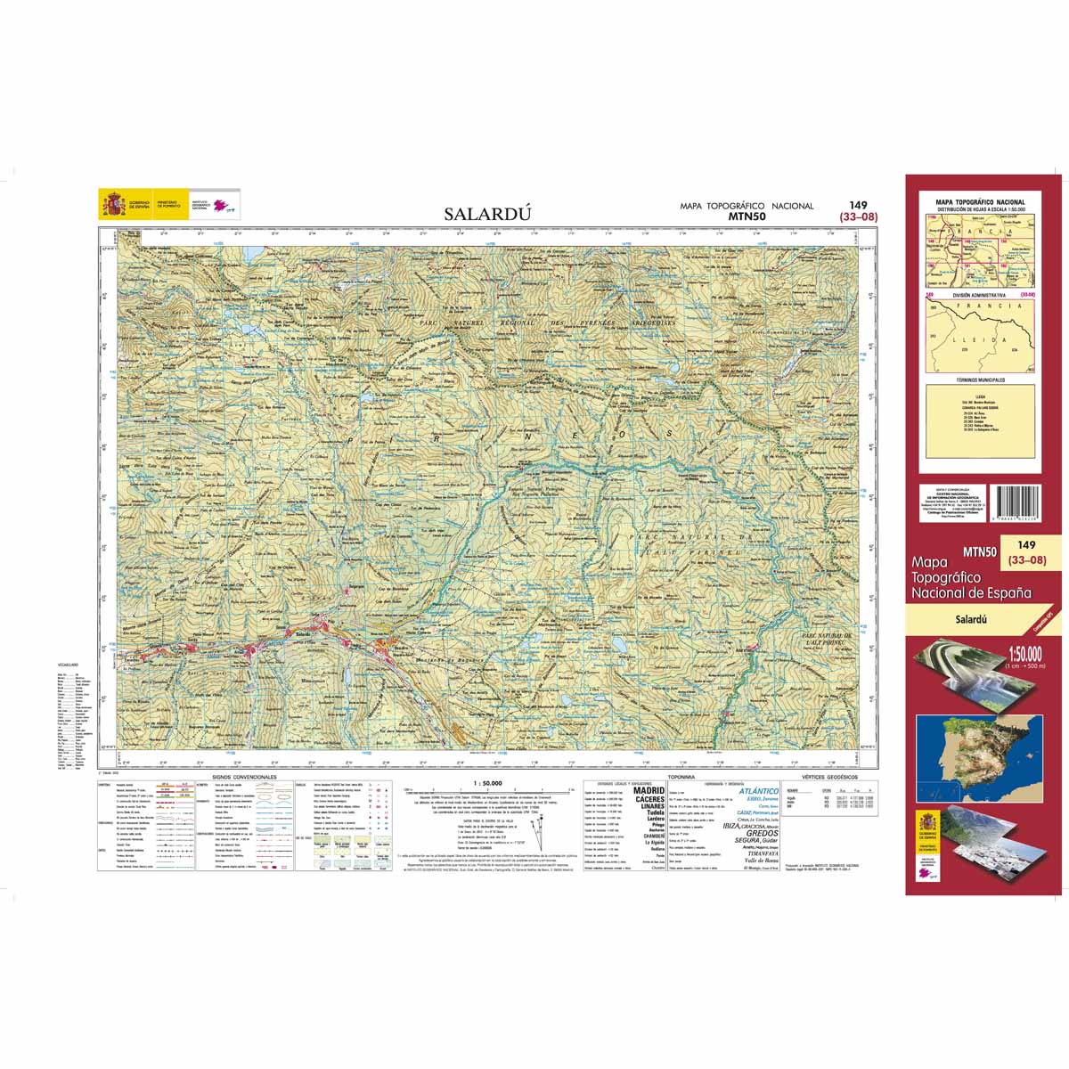 Online bestellen: Topografische kaart 149 MT50 Salardú | CNIG - Instituto Geográfico Nacional1