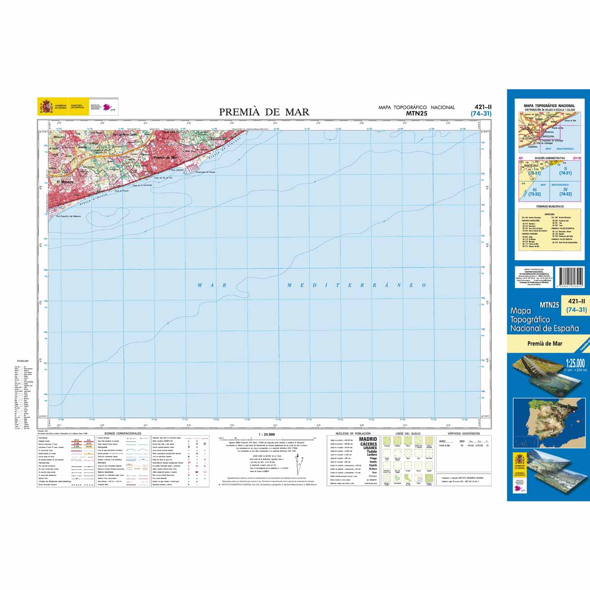 Online bestellen: Topografische kaart 421-II Premià de Mar | CNIG - Instituto Geográfico Nacional1