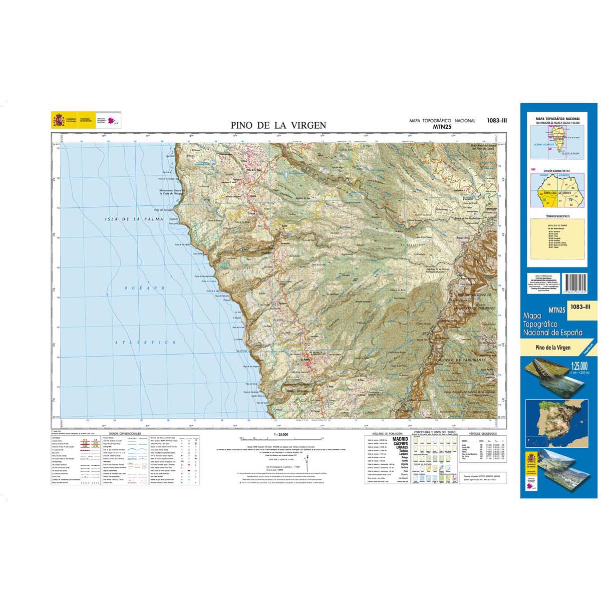 Online bestellen: Topografische kaart 1083-III Pino de la Virgen (La Palma) | CNIG - Instituto Geográfico Nacional1