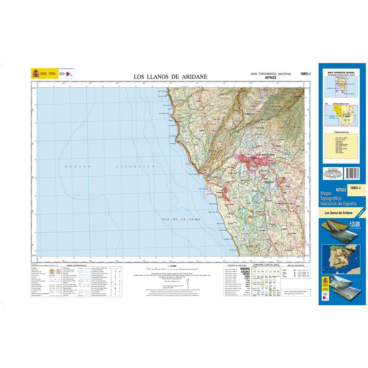 Online bestellen: Topografische kaart 1085-I Los Llanos de Aridane (La Palma) | CNIG - Instituto Geográfico Nacional1