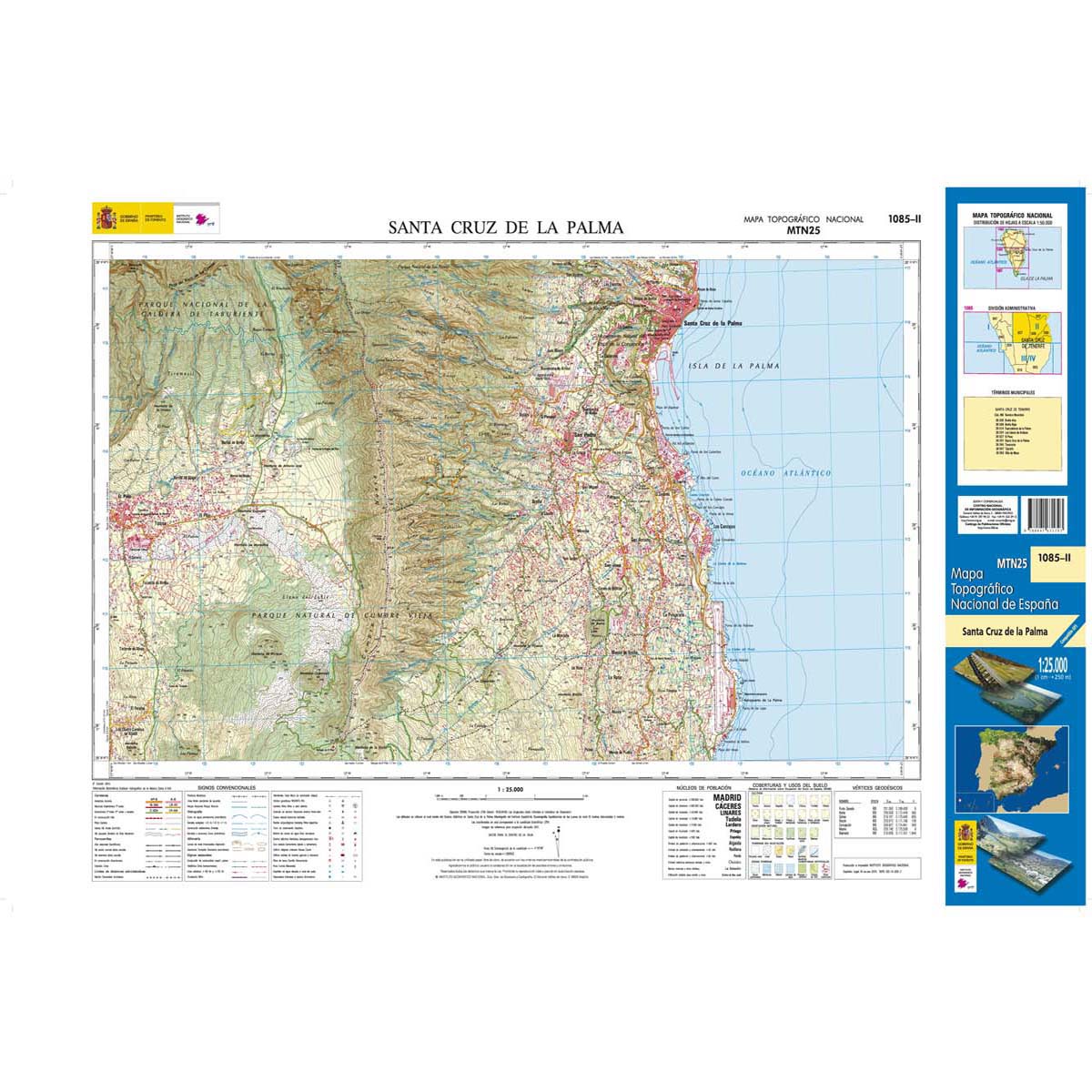 Online bestellen: Topografische kaart 1085-II Santa Cruz de la Palma (La Palma) | CNIG - Instituto Geográfico Nacional1