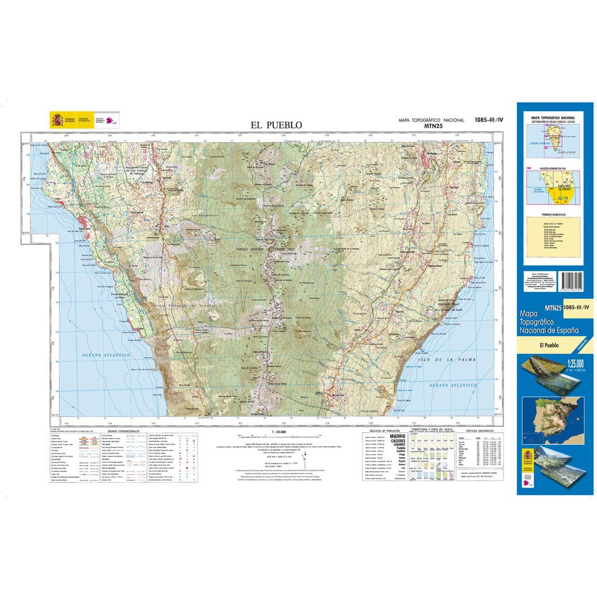 Online bestellen: Topografische kaart 1085-III/IV El Pueblo (La Palma) | CNIG - Instituto Geográfico Nacional1
