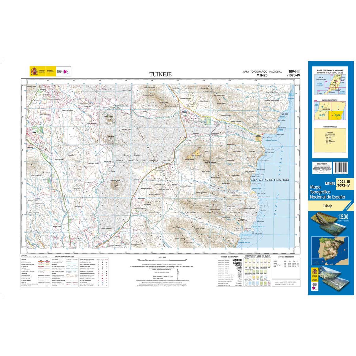 Online bestellen: Topografische kaart 1094-III/1093-IV Tuineje (Fuerteventura) | CNIG - Instituto Geográfico Nacional1