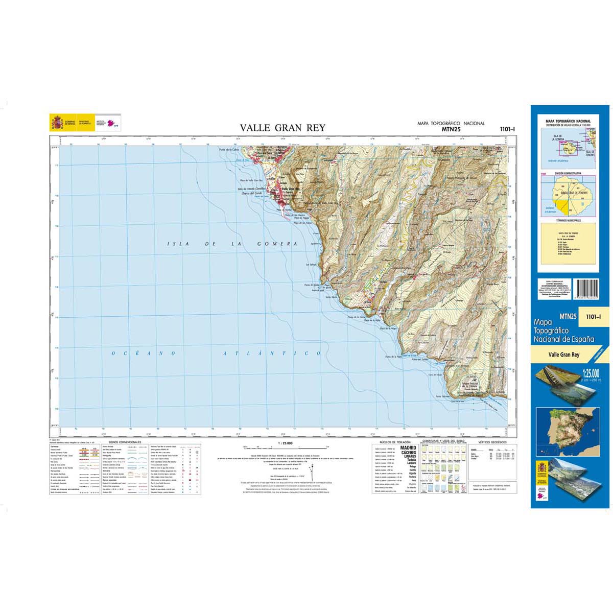 Online bestellen: Topografische kaart 1101-I Valle Gran Rey (La Gomera) | CNIG - Instituto Geográfico Nacional1