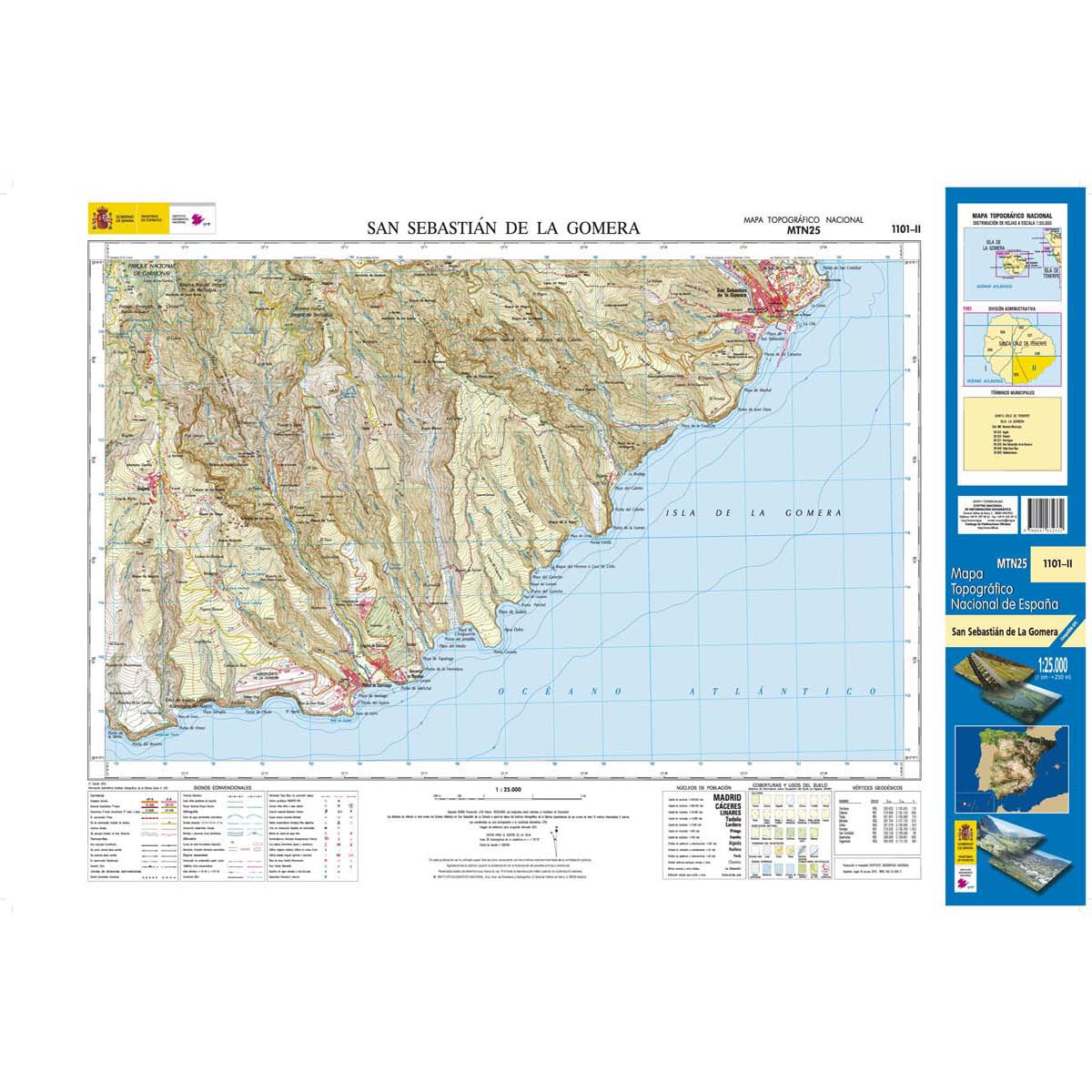 Online bestellen: Topografische kaart 1101-II SanSebastian de La Gomera (La Gomera) | CNIG - Instituto Geográfico Nacional1