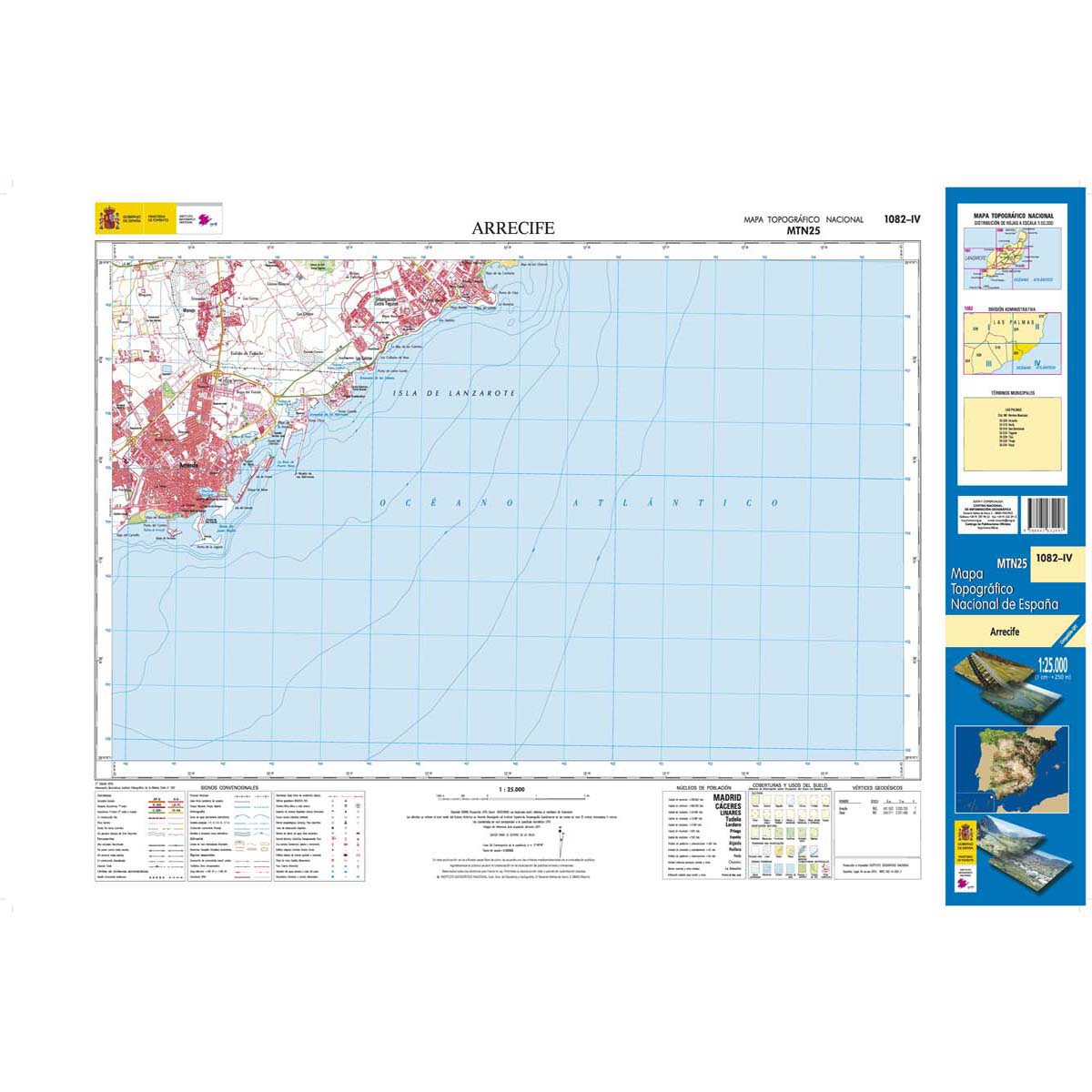 Online bestellen: Topografische kaart 1082-IV Arrecife (Lanzarote) | CNIG - Instituto Geográfico Nacional1