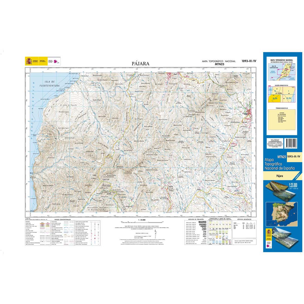 Online bestellen: Topografische kaart 1093-III/IV Pájara (Fuerteventura) | CNIG - Instituto Geográfico Nacional1