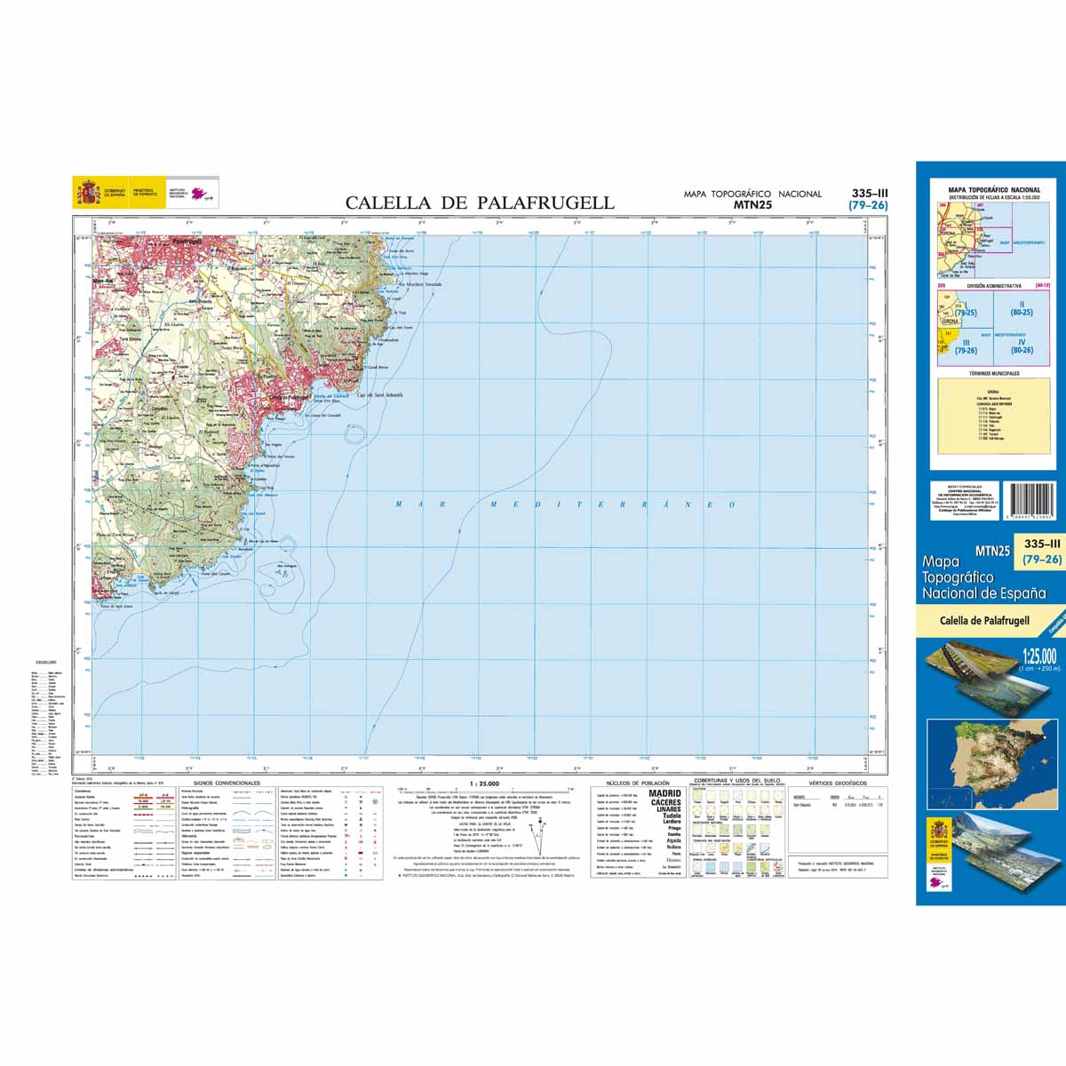 Online bestellen: Topografische kaart 335-III Calella de Palafrugell | CNIG - Instituto Geográfico Nacional1