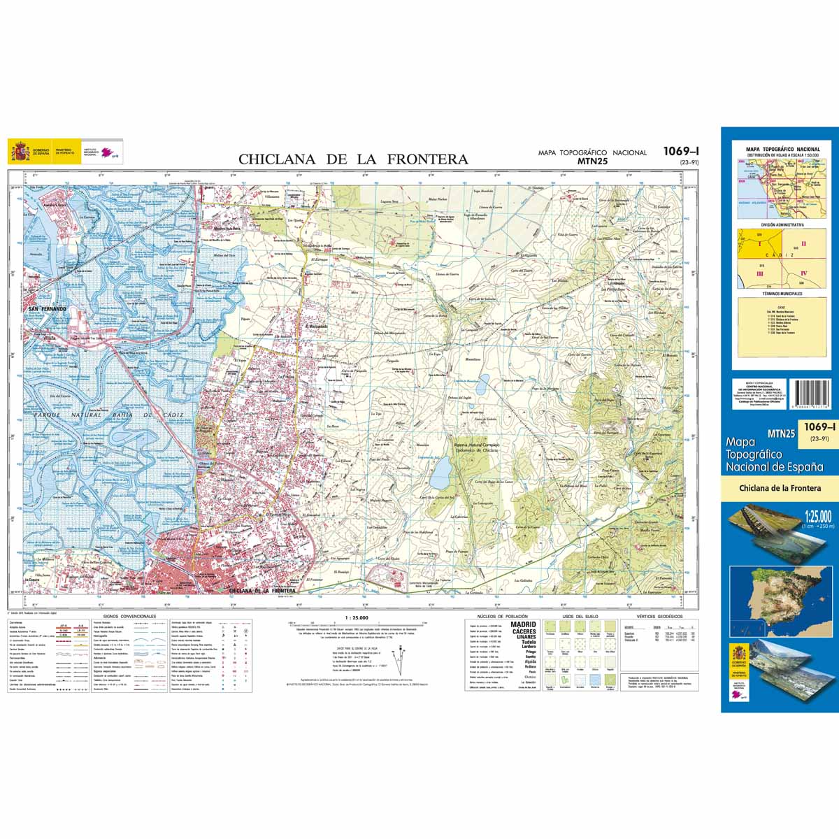 Online bestellen: Topografische kaart 1069-I Chiclana de la Frontera | CNIG - Instituto Geográfico Nacional1