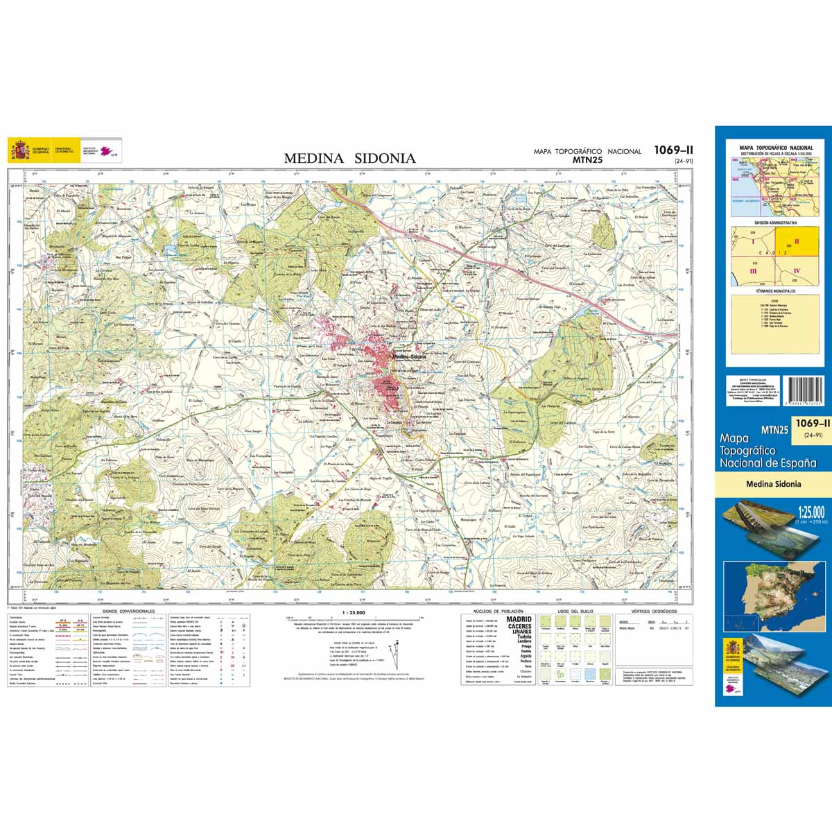 Online bestellen: Topografische kaart 1069-II Medina Sidonia | CNIG - Instituto Geográfico Nacional1